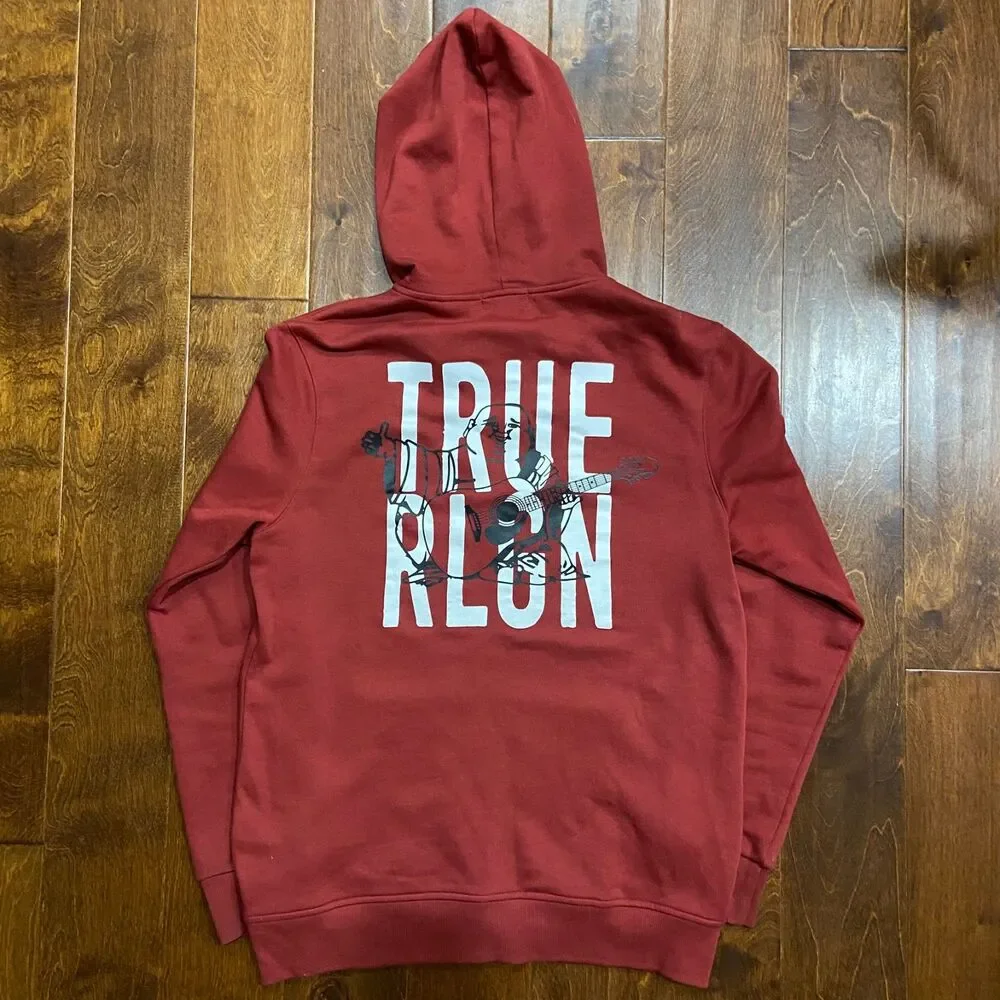 True Religion Basic Fit Full Zip Burgundy Buddha Hoodie Men's Size Medium